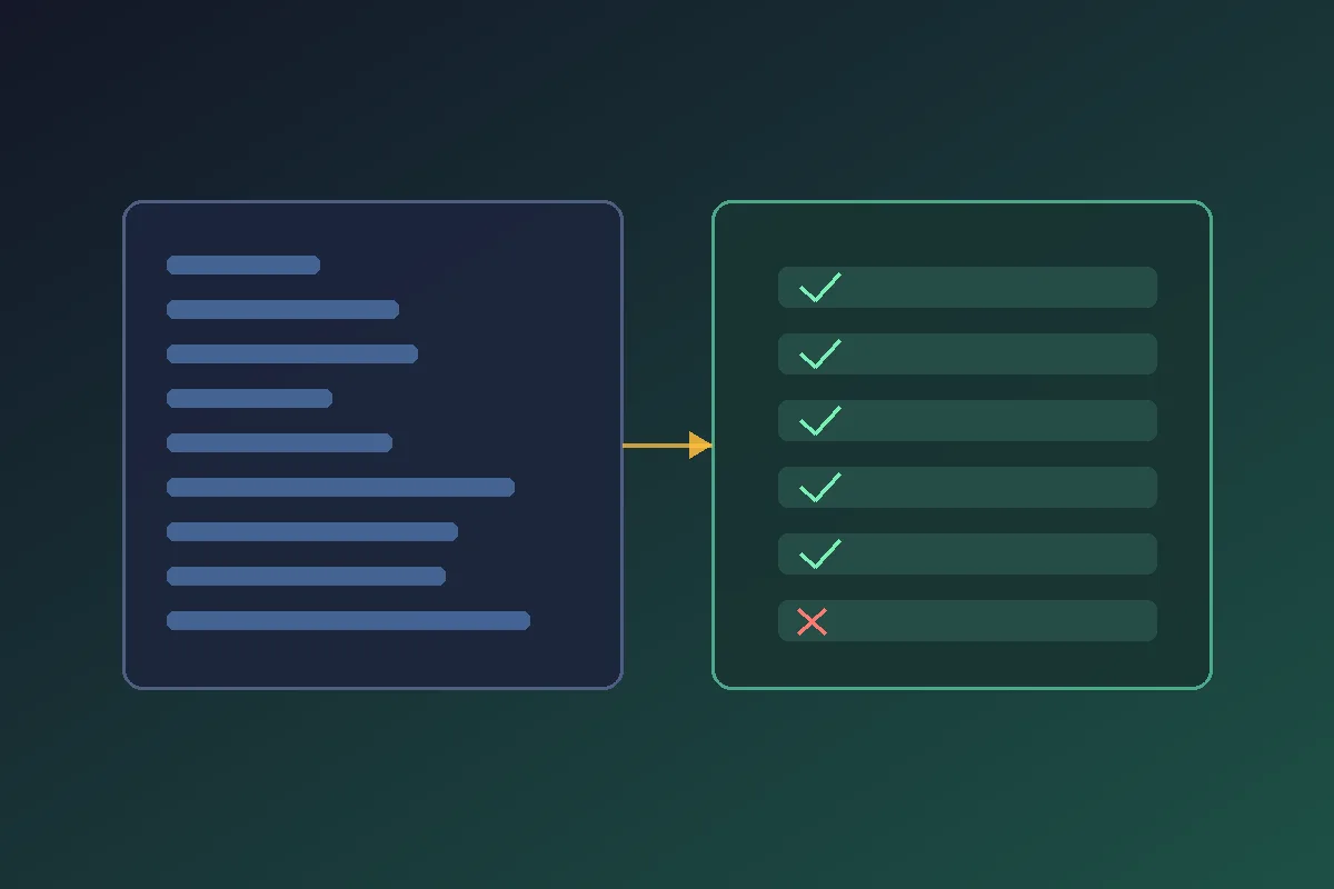 Next to a development team's screens, a separate test team verifies the system with the specification in hand. Represents third-party verification independent of development